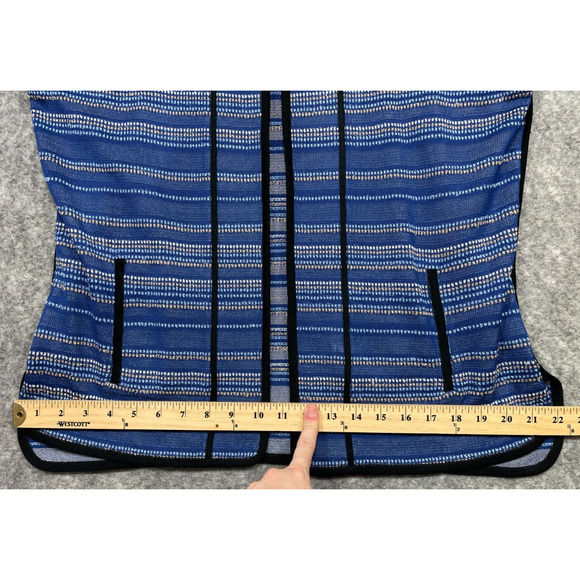 Ming Wang Womens Cardigan Striped Sweater Jacket Knit Career Quiet Luxury Blue L - Picture 12 of 16